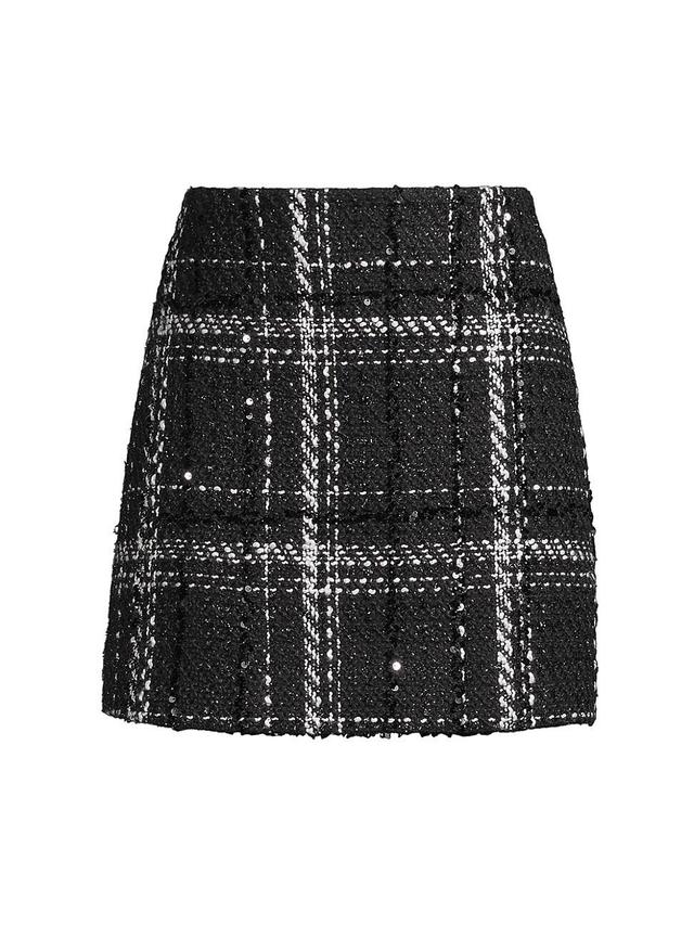 Womens Maris Sequined Plaid Tweed Miniskirt Product Image