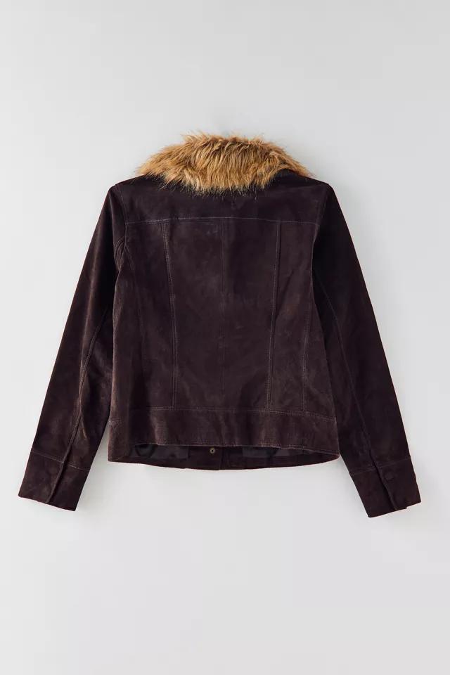 Vintage Faux Fur Collar Suede Jacket Product Image