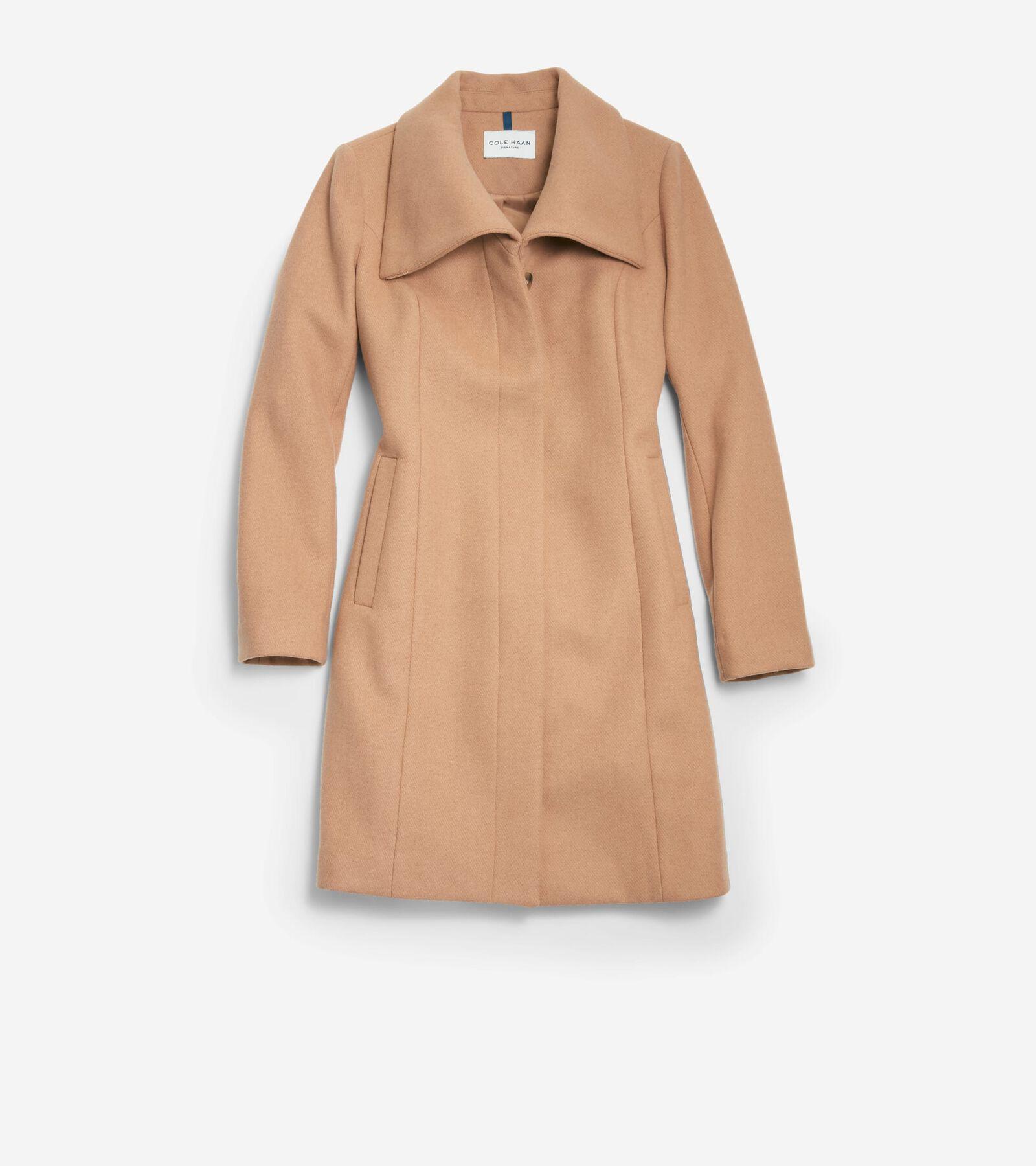 Cole Haan Double Face Wool Button-Up Coat with Convertible Collar Women's Coat Product Image