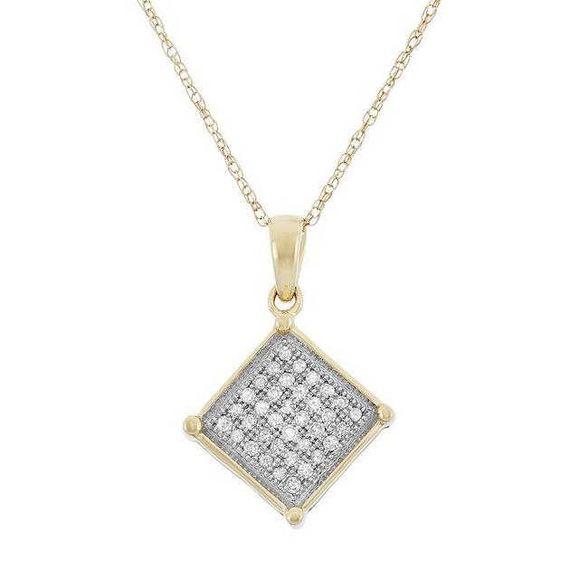 1/8 Carat T.W. Diamond 10k Gold Square Pendant Necklace, Womens White Product Image