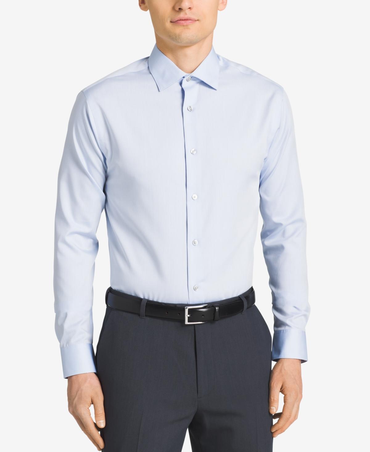 Calvin Klein Steel Mens Classic-Fit Non-Iron Performance Herringbone Dress Shirt Product Image