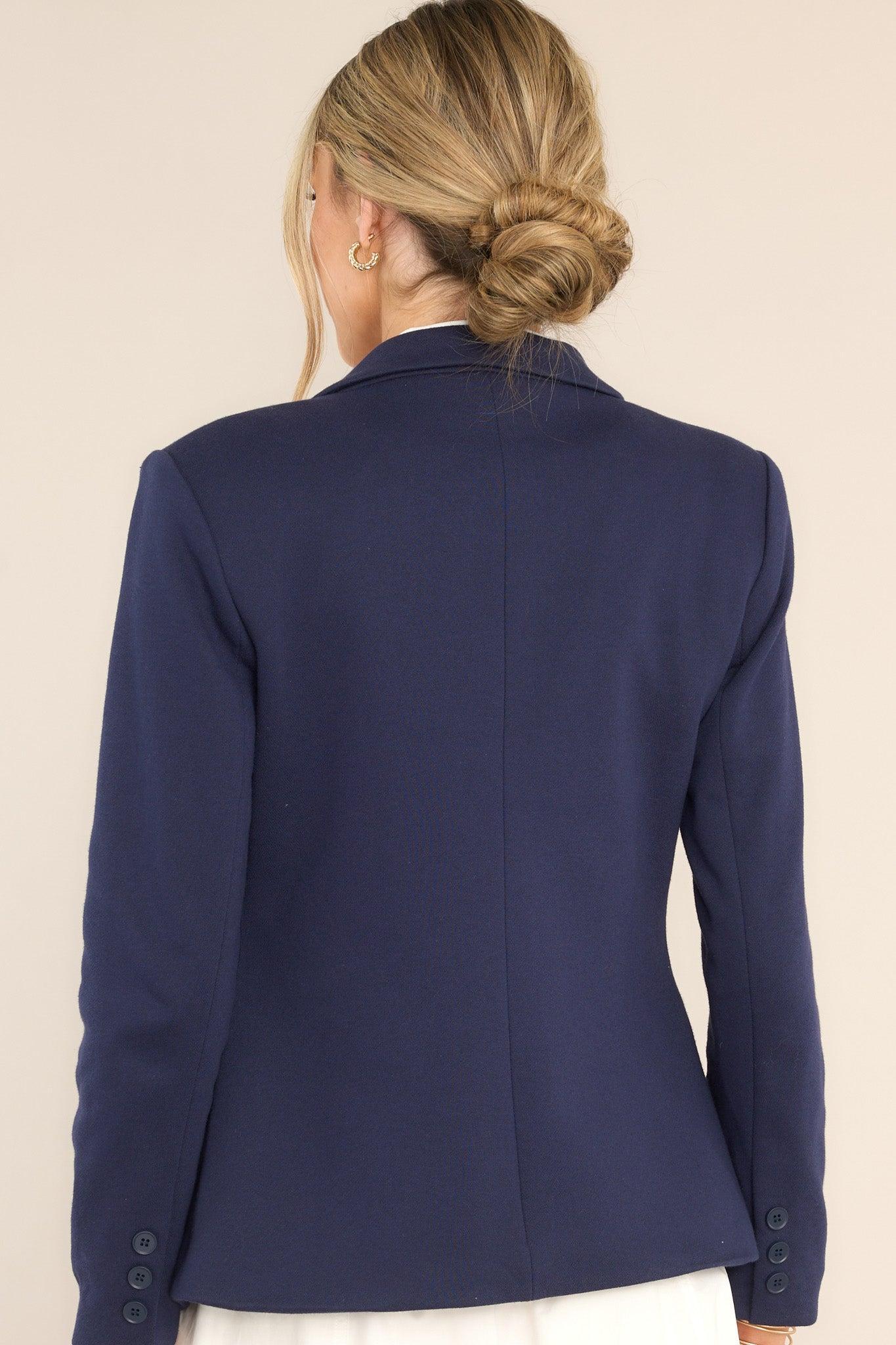 The World Is Yours Navy Blue Ponte Blazer Product Image