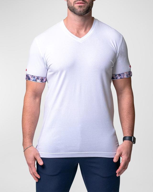 Maceoo Vivaldi Solid Camolight Blue V-Neck T-Shirt Product Image