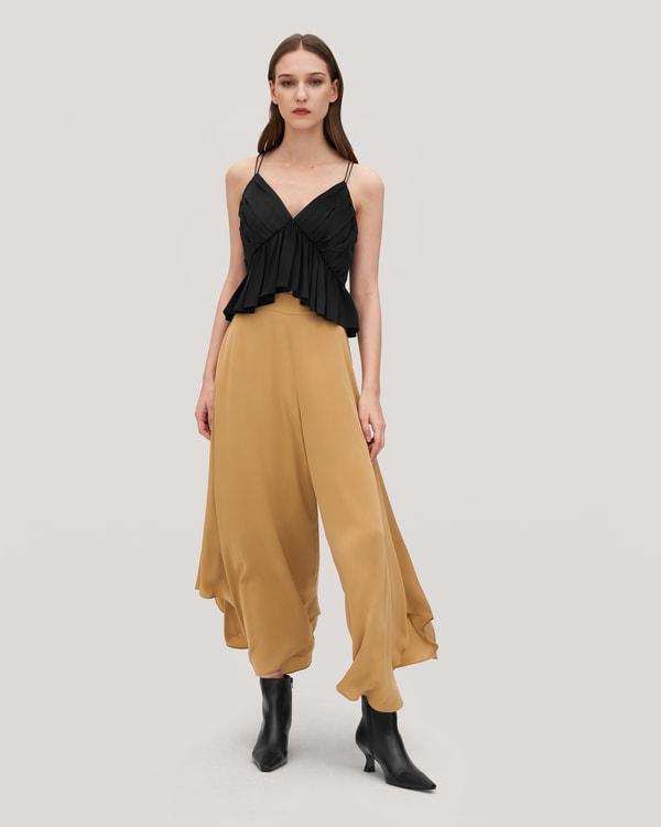 Wide-Legged Silk Fig Pants Product Image