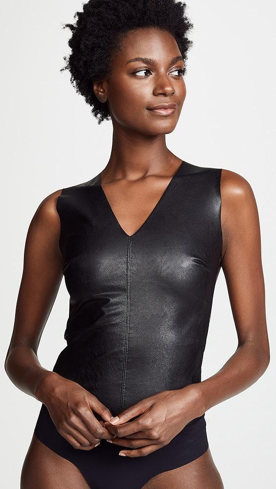 Commando Faux Leather V Neck Bodysuit | Shopbop Product Image