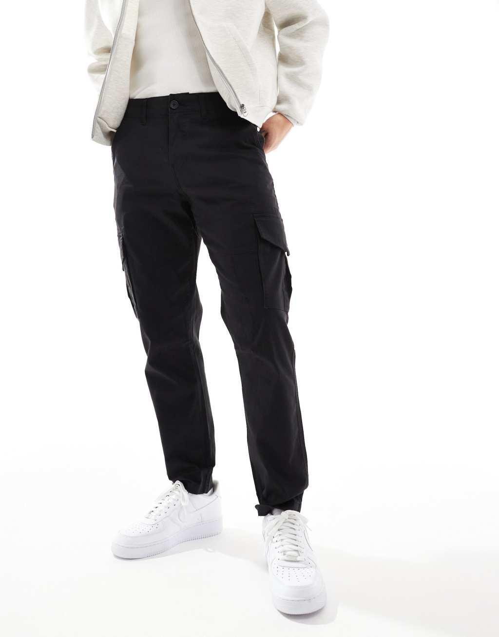 Only & Sons slim fit cargo pants in black product image