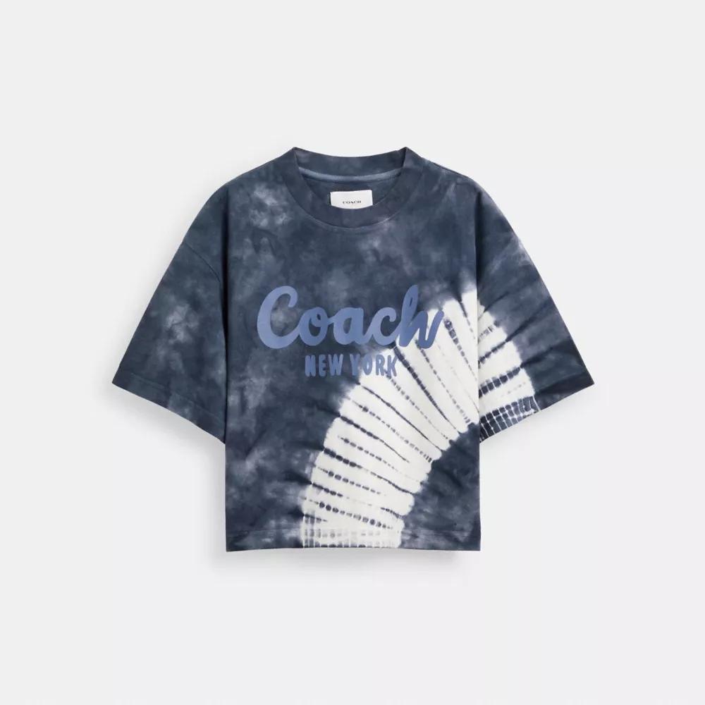 Tie Dye Cursive Signature Cropped T Shirt In Organic Cotton Product Image