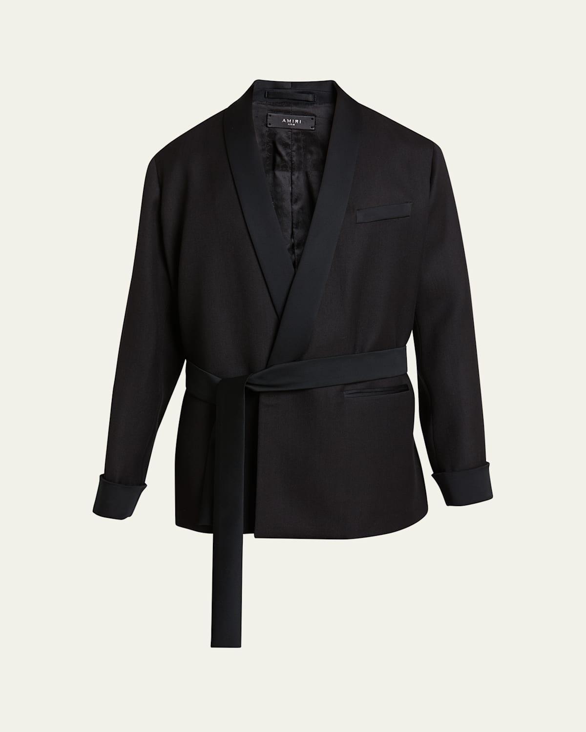 Men's Satin-Trim Smoking Jacket Product Image