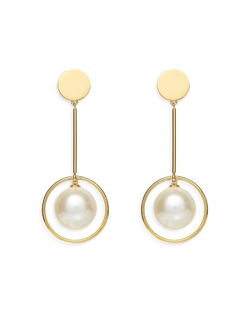 Lele Sadoughi Pendulum Linear Imitation Pearl Drop Earrings in 14K Gold Plated Product Image