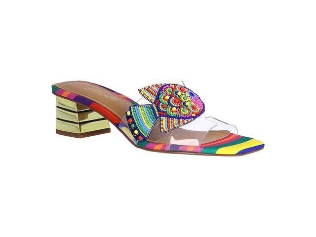 J. Renee Roline Clear Vinyl Beaded Fish Rainbow Metallic Slide Heel Sandals Product Image