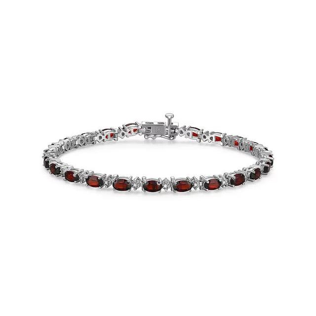 Sterling Silver Birthstone Diamond Accent Tennis Bracelet, Womens Genuine Red January Product Image