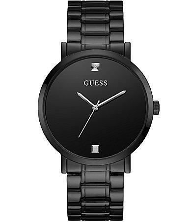 Guess Mens Diamond-Accent Black Stainless Steel Bracelet Watch 44mm Product Image