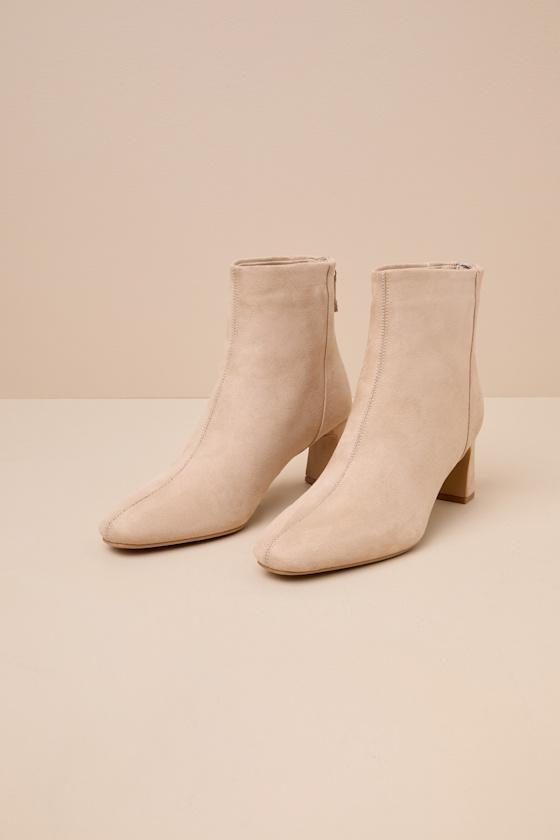 Oceane Mushroom Beige Suede Ankle Booties product image