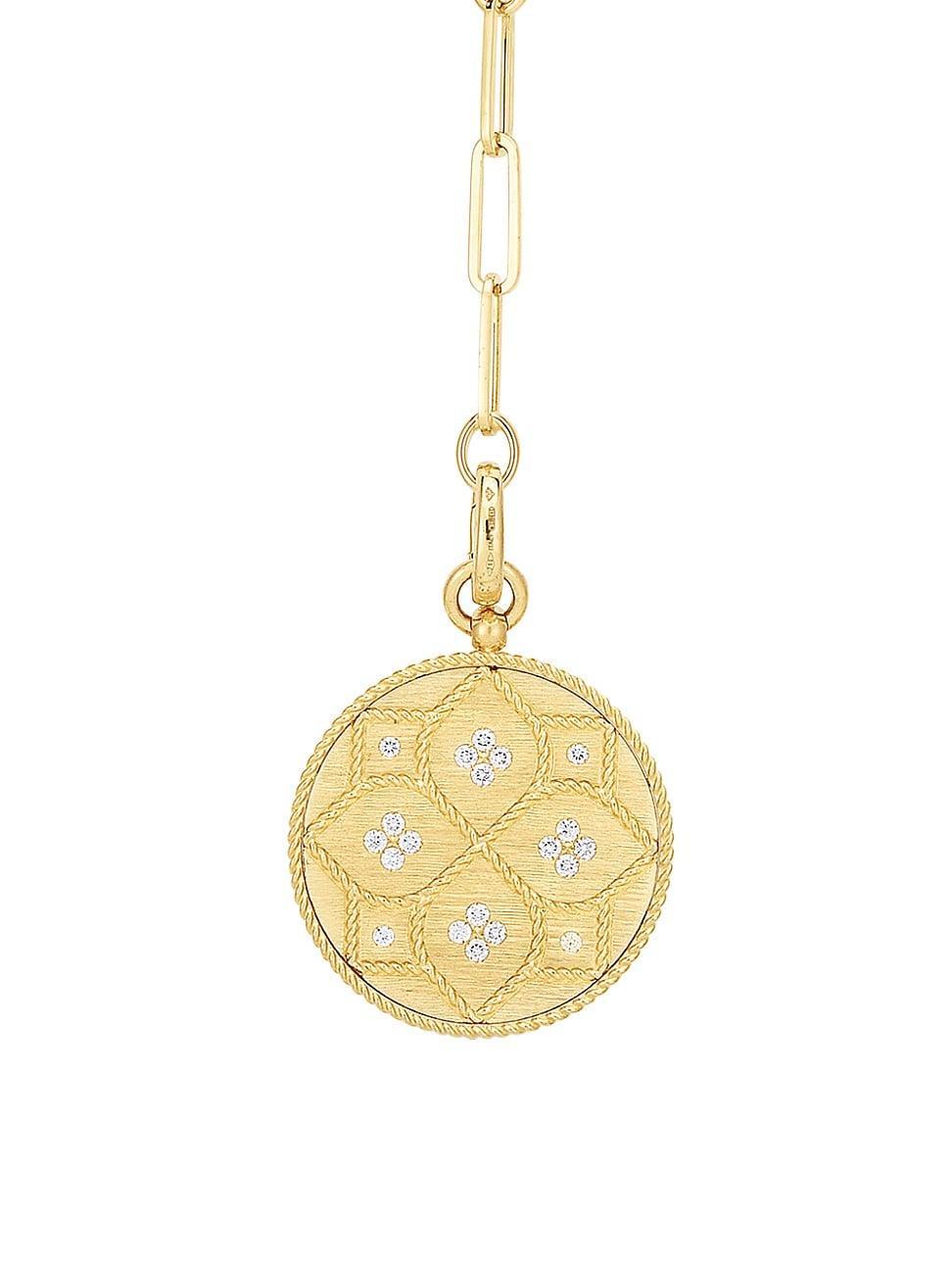 Womens Venetian Princess 18K Yellow Gold & Diamond Medallion Necklace Product Image