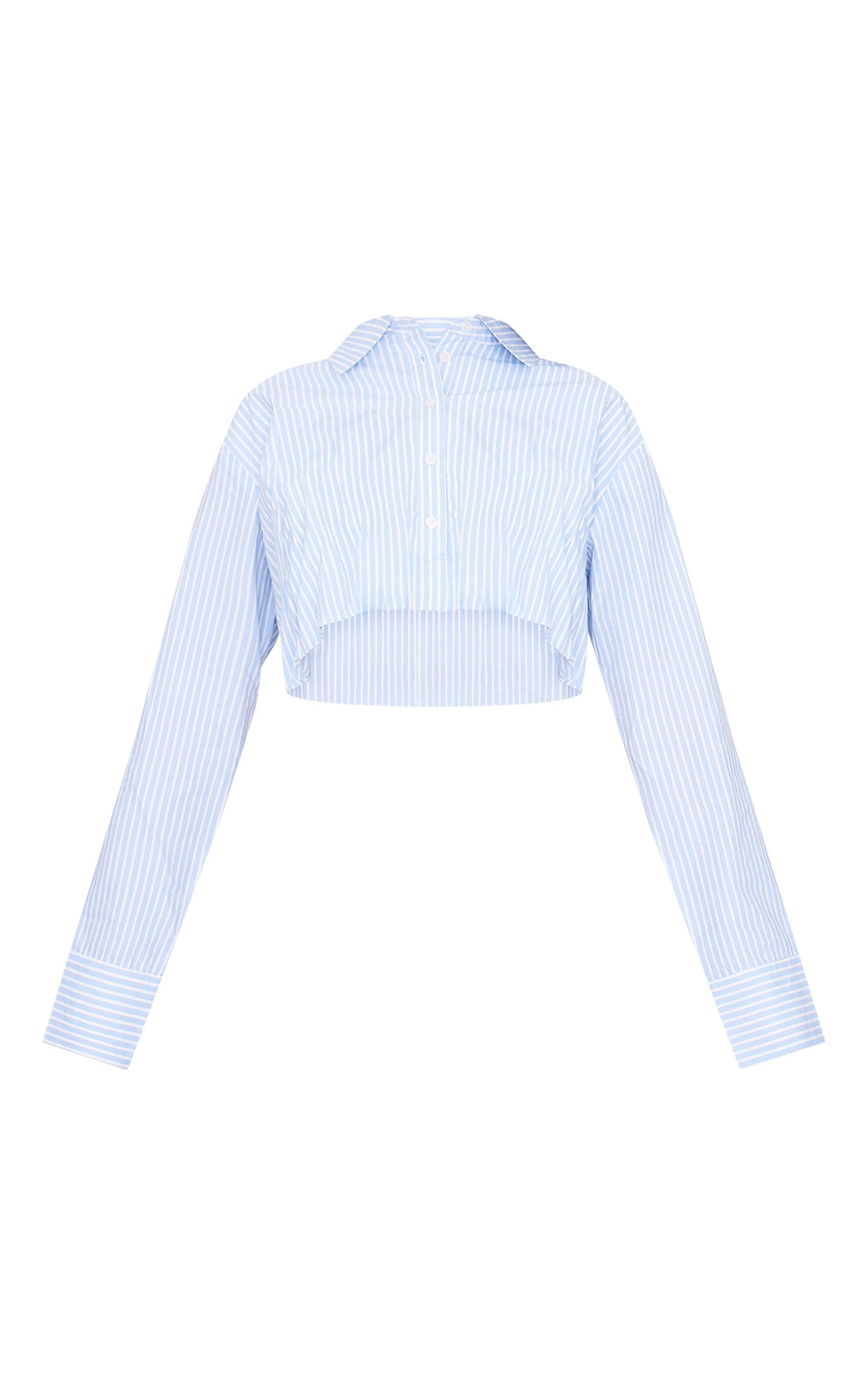 Blue Striped Bubble Hem Shirt Product Image