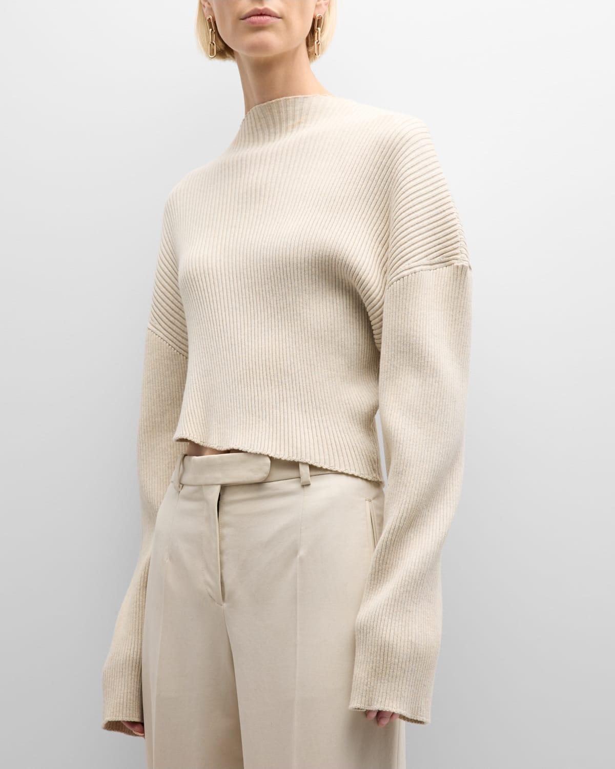 The Row Danana Asymmetric Crop Cotton Rib Sweater Product Image