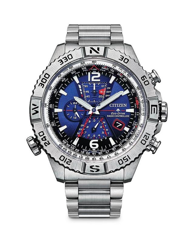 Citizen Mens Promaster Navihawk A-T Chronograph Grey Stainless Steel Bracelet Watch Product Image