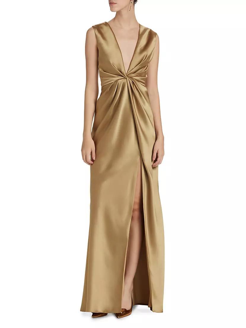 Satin V-Neck Gown Product Image