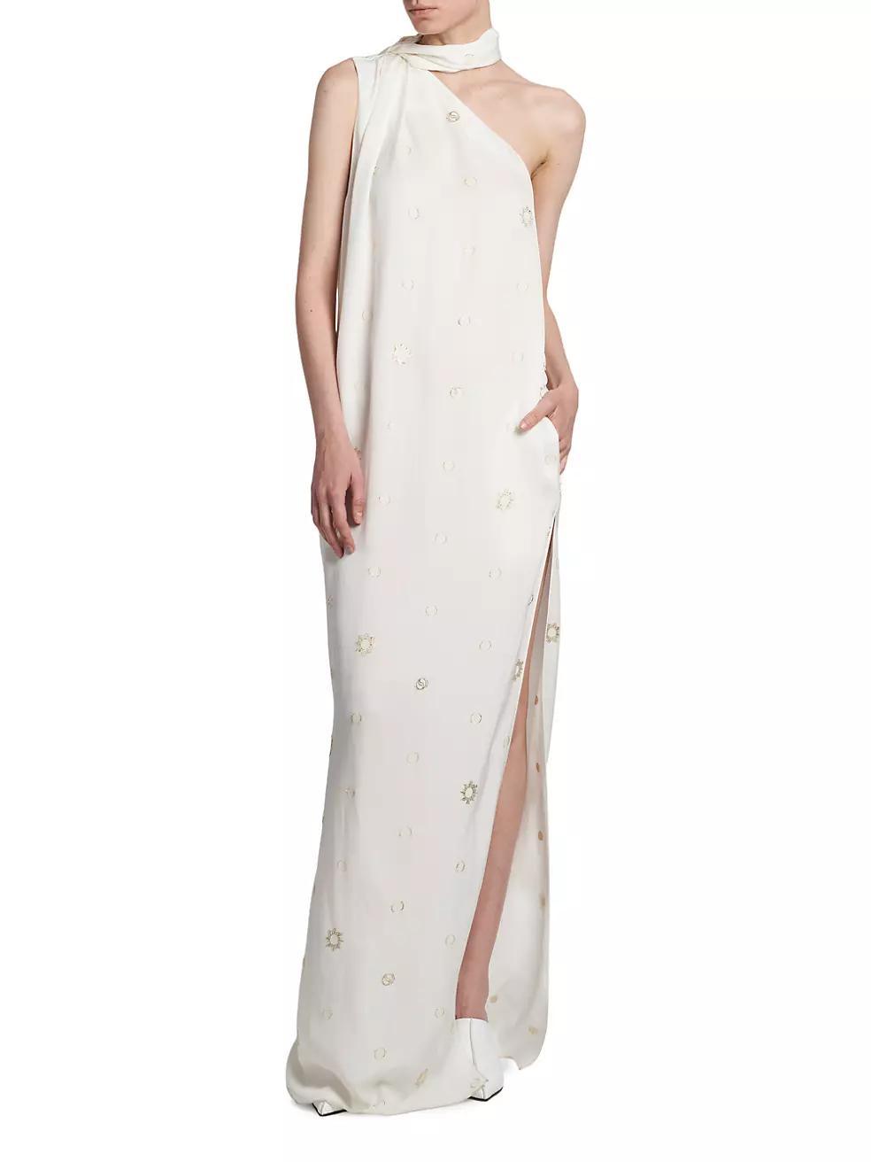 Embroidered One-Shoulder Maxi Dress Product Image