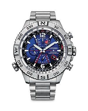 Citizen Mens Promaster Navihawk A-T Chronograph Grey Stainless Steel Bracelet Watch Product Image