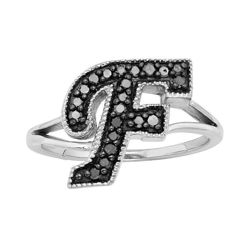 Jewelexcess Sterling Silver 1/4-ct. T.W. Black Diamond Initial Ring, Womens Product Image