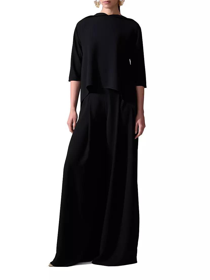 Crepe Pleated Wide-Leg Pants product image