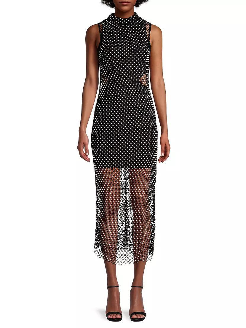 Audrina Pearl Mesh Midi-Dress Product Image