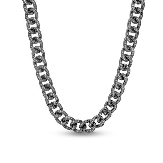 Vera Wang Men 4-3/8 CT. T.w. Black Diamond Curb Chain Necklace in Sterling Silver with Black Ruthenium - 20" Product Image