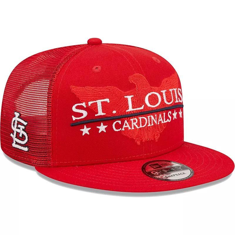 Mens New Era St. Louis Cardinals Patriot Trucker 9FIFTY Snapback Hat Product Image