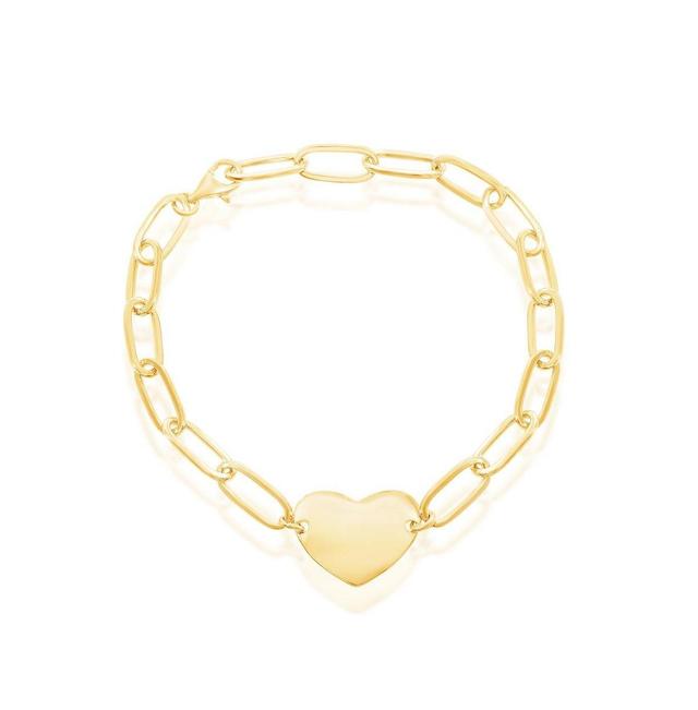 Argento Bella Heart Paperclip Chain Bracelet, Womens Sterling Product Image