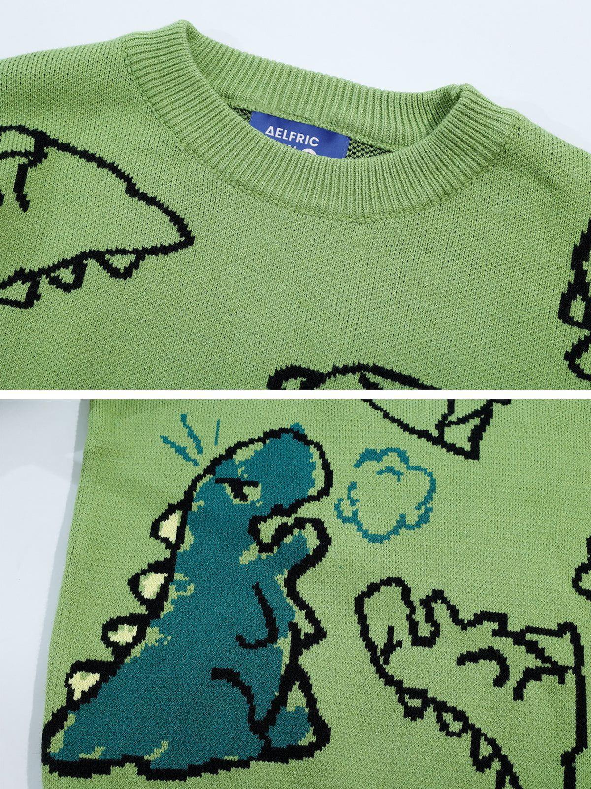 Aelfric Eden Dinosaur Cartoon Pattern Knit Sweater Product Image