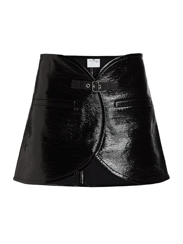 Womens Ellipse Vinyl Wrap-Effect Miniskirt Product Image