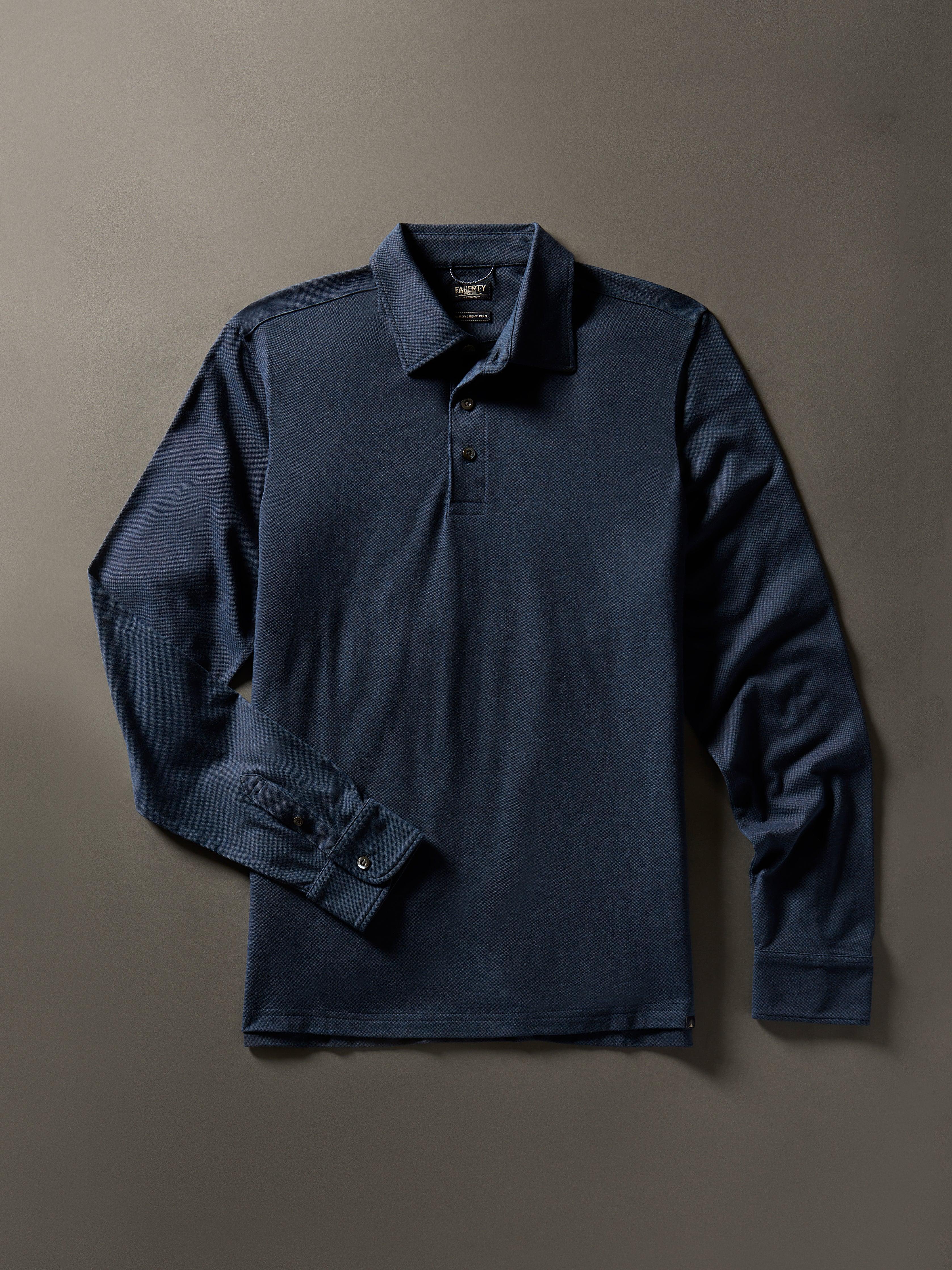 Movement™ Long-Sleeve Pique Polo - Harbor Night Heather Male Product Image