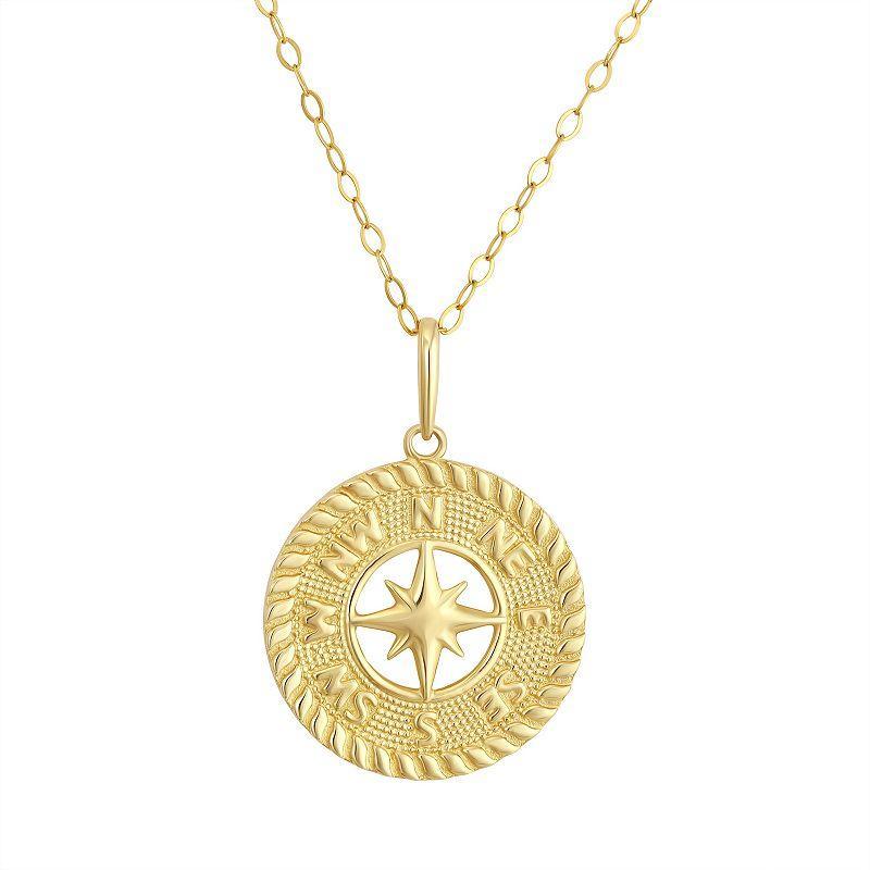 Taylor Grace 10k Gold Compass Pendant Necklace, Womens Yellow Product Image