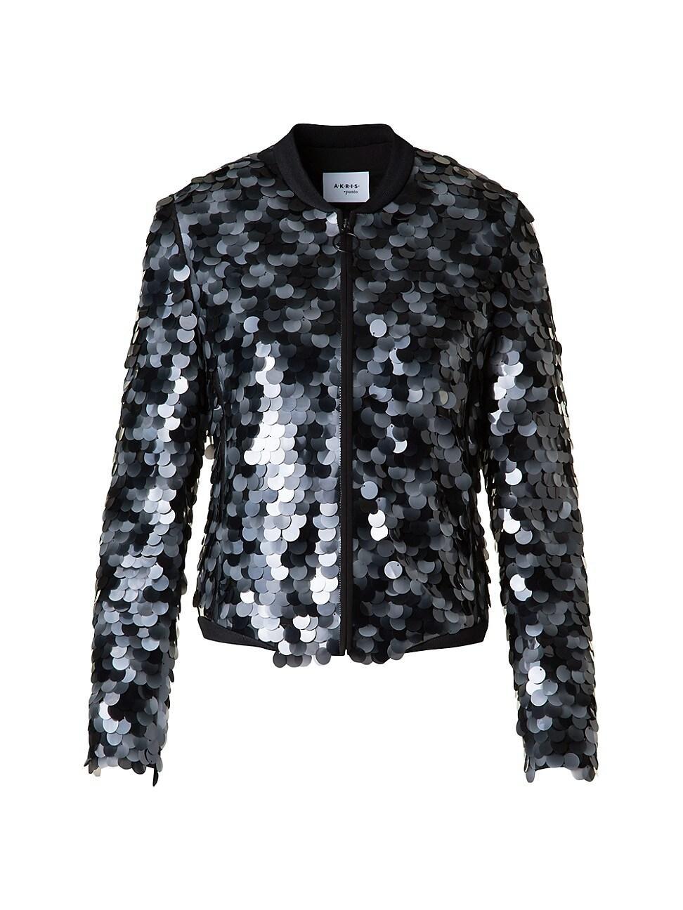 Womens Sequined Bomber Jacket Product Image