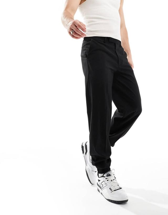 ASOS DESIGN smart straight leg joggers in black Product Image