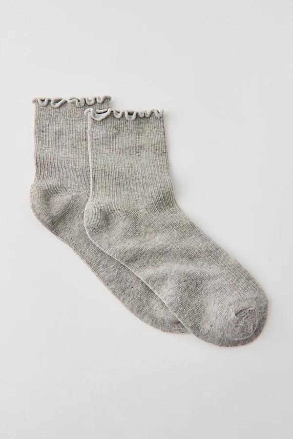 Lettuce-Edge Ribbed Sock Womens at Urban Outfitters Product Image