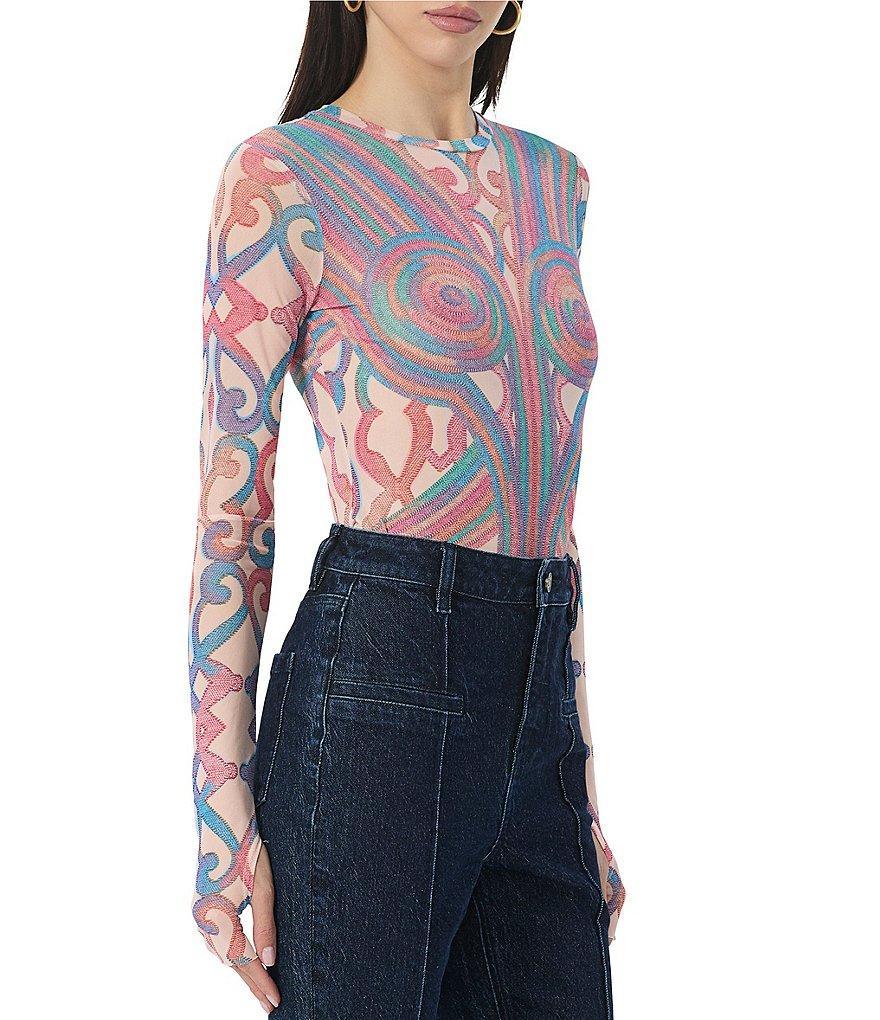 AFRM Kaylee Printed Crew Neck Long Sleeve Top Product Image