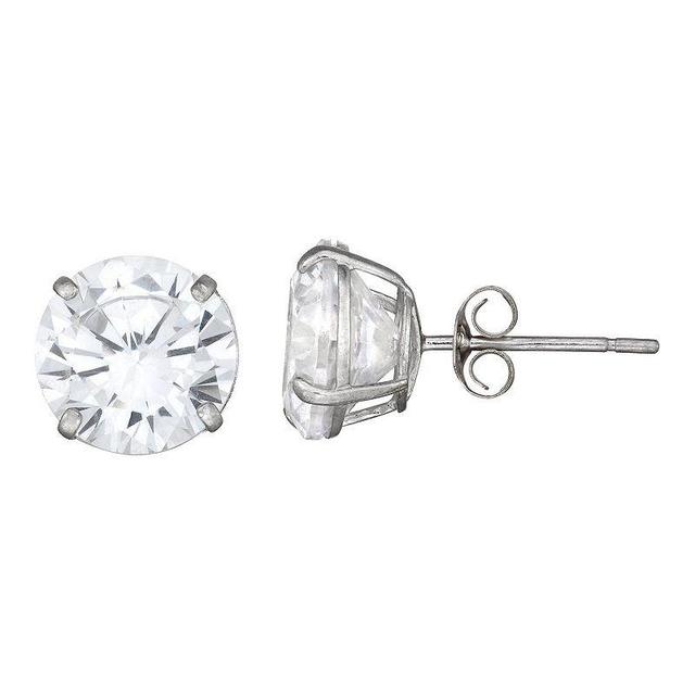 Forever 14K White Gold Round Cubic Zirconia Stud Earrings, Womens, 14k Whgold Product Image