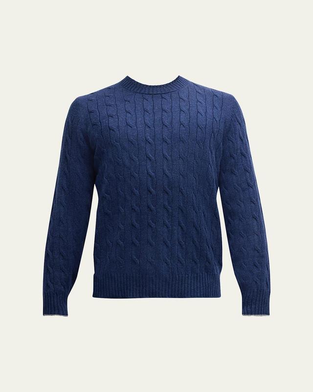 Mens Cashmere Cable Knit Crewneck Sweater Product Image