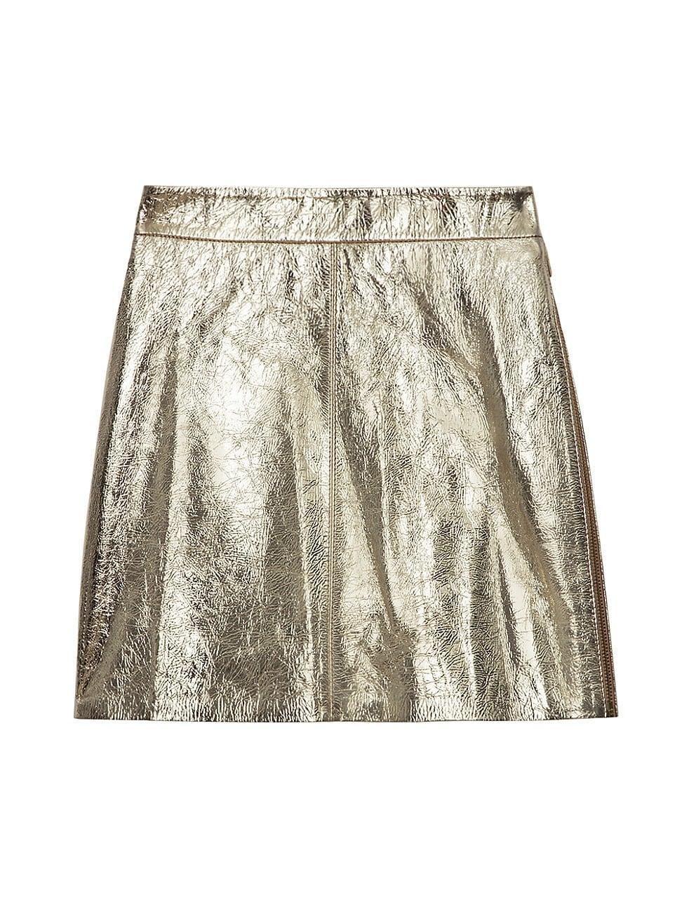 Womens Jinette Metallic Leather Miniskirt Product Image