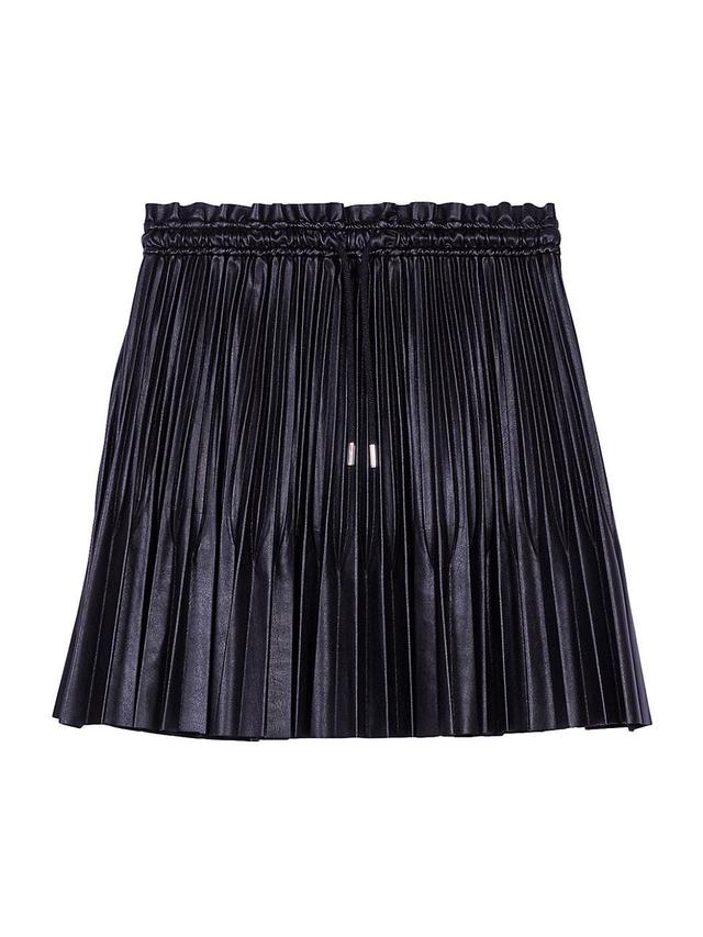 maje Jake Pleated Faux Leather Miniskirt Product Image