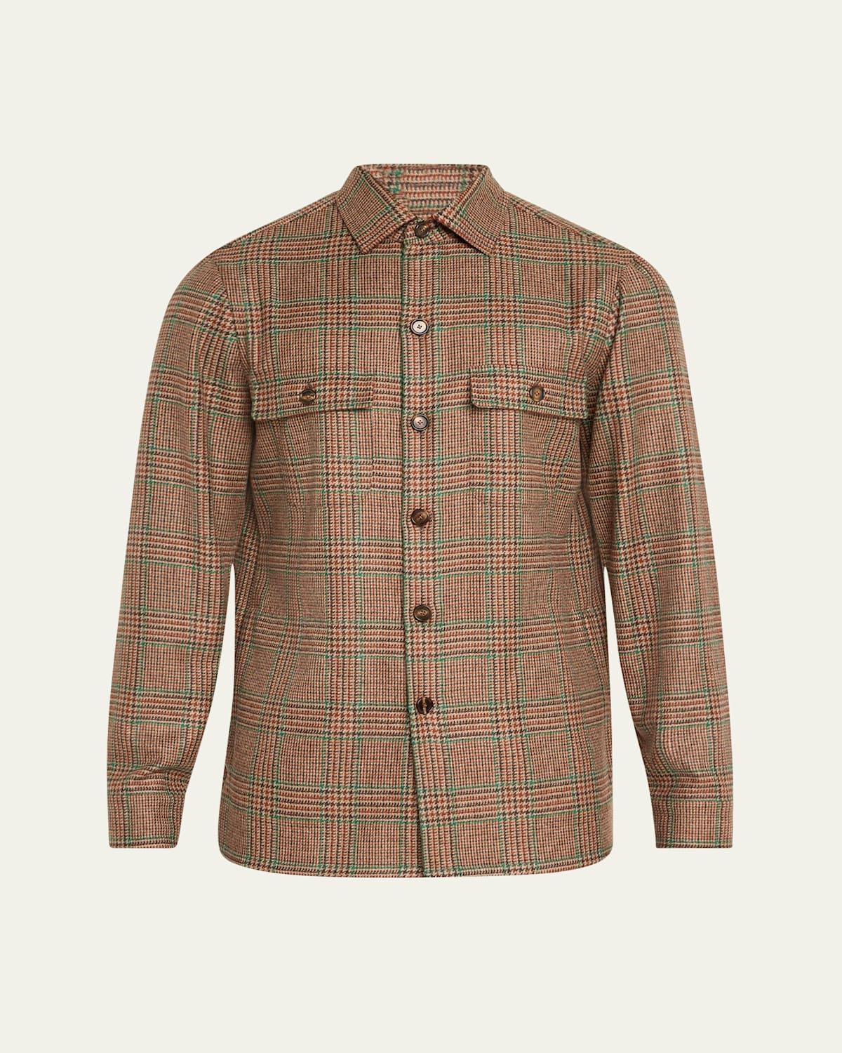 Mens Cashmere Prince of Wales Overshirt Product Image