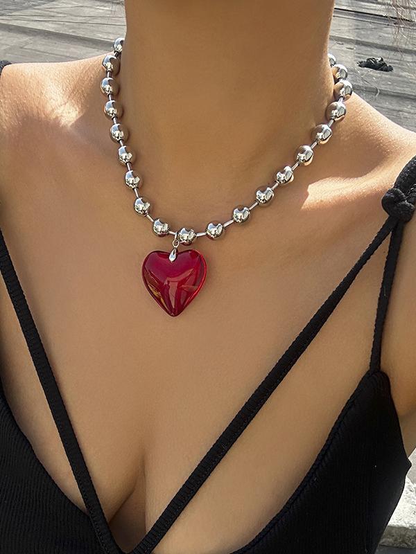 Beaded Heart Shape Shiny Dainty Necklaces Accessories Product Image