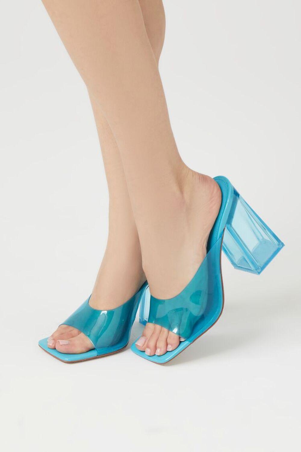 Transparent Square-Toe Block Heels | Forever 21 product image