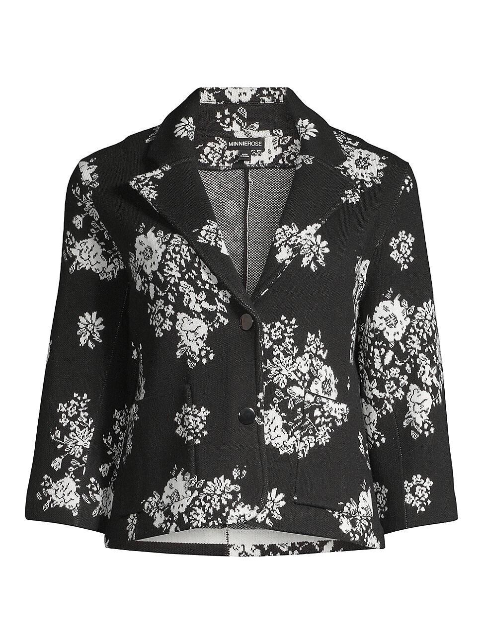 Womens Floral Jacquard Knit Blazer Product Image