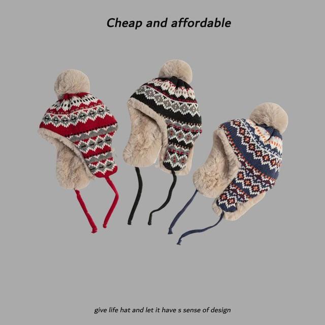 Pom Pom Pattern Trapper Hat Product Image