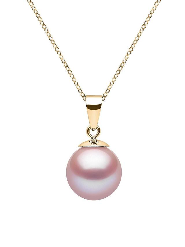 Womens 14K Yellow Gold & 9-10MM Pink Freshwater Pearl Pendant Necklace Product Image