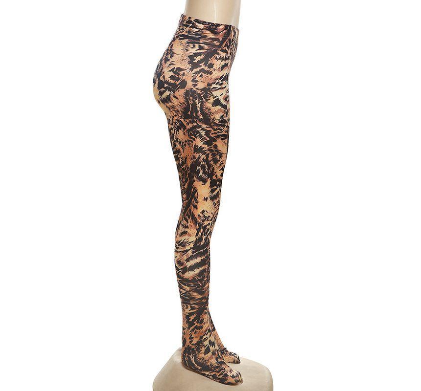 High Waist Leopard Print Tights Product Image