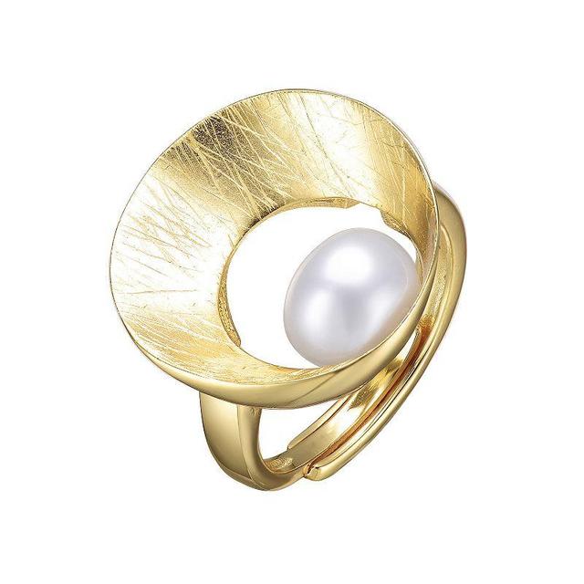 14k Gold Over Sterling Silver Freshwater Cultured Pearl Geometric Ring, Womens, Gold Tone Product Image